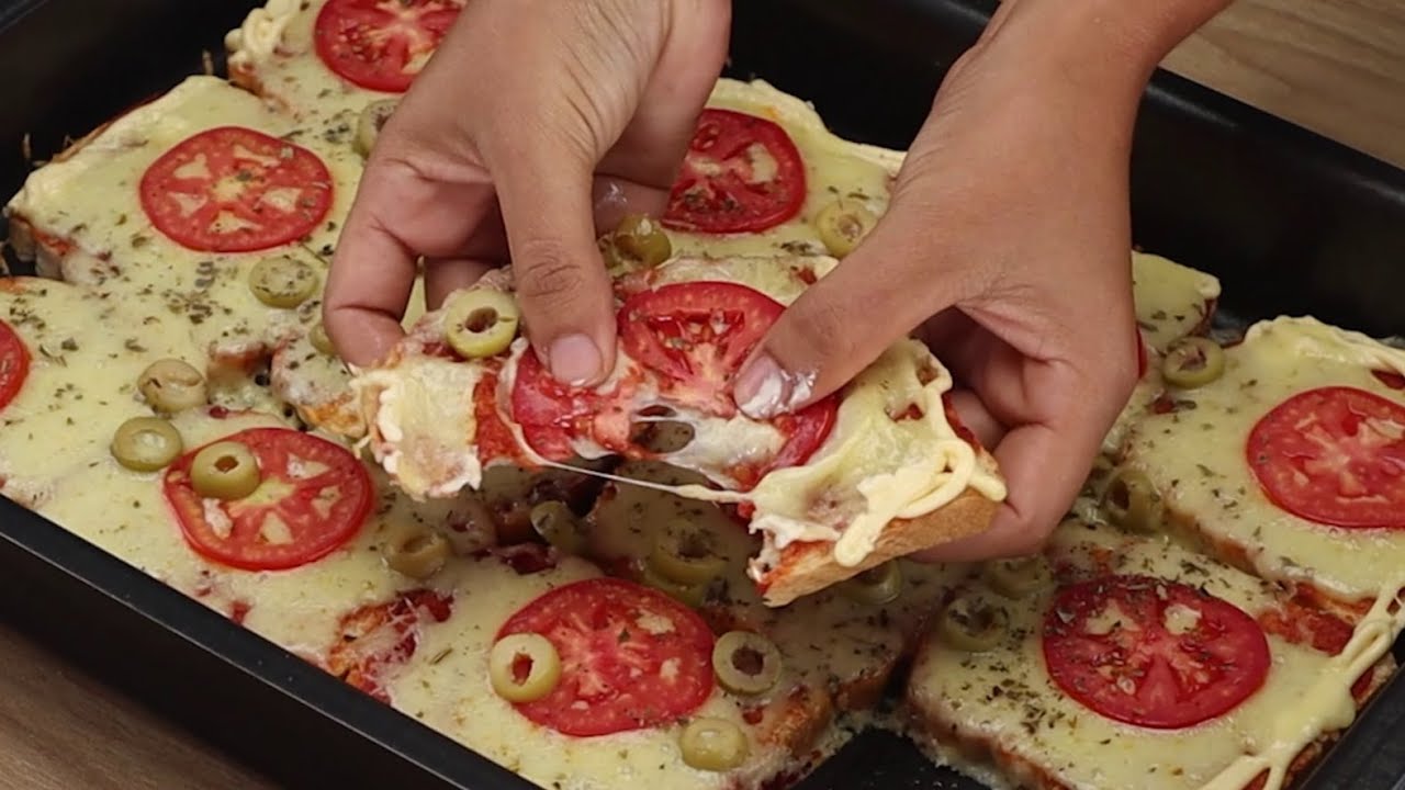 Las rebanadas de pan se convierten en pizza en unos minutos, una receta súper fácil y económica.
